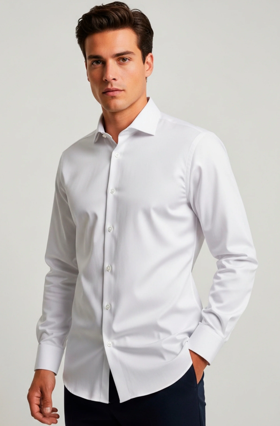 Camisa Manga Longa Slim Fit Básica Lisa