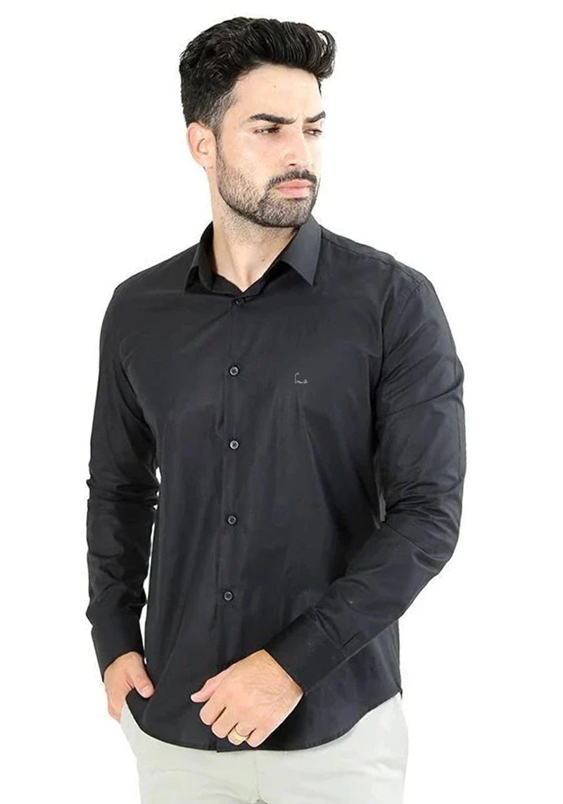 Camisa Manga Longa Slim Fit Básica Lisa